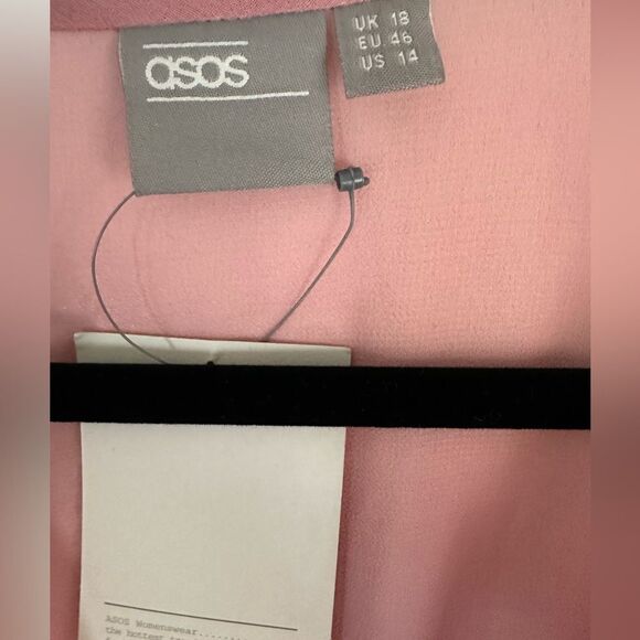 NWT ASOS DRESS SIZE 10 XL PINK MIDI WRAP V-neck long sleeve pleated - Picture 4 of 5